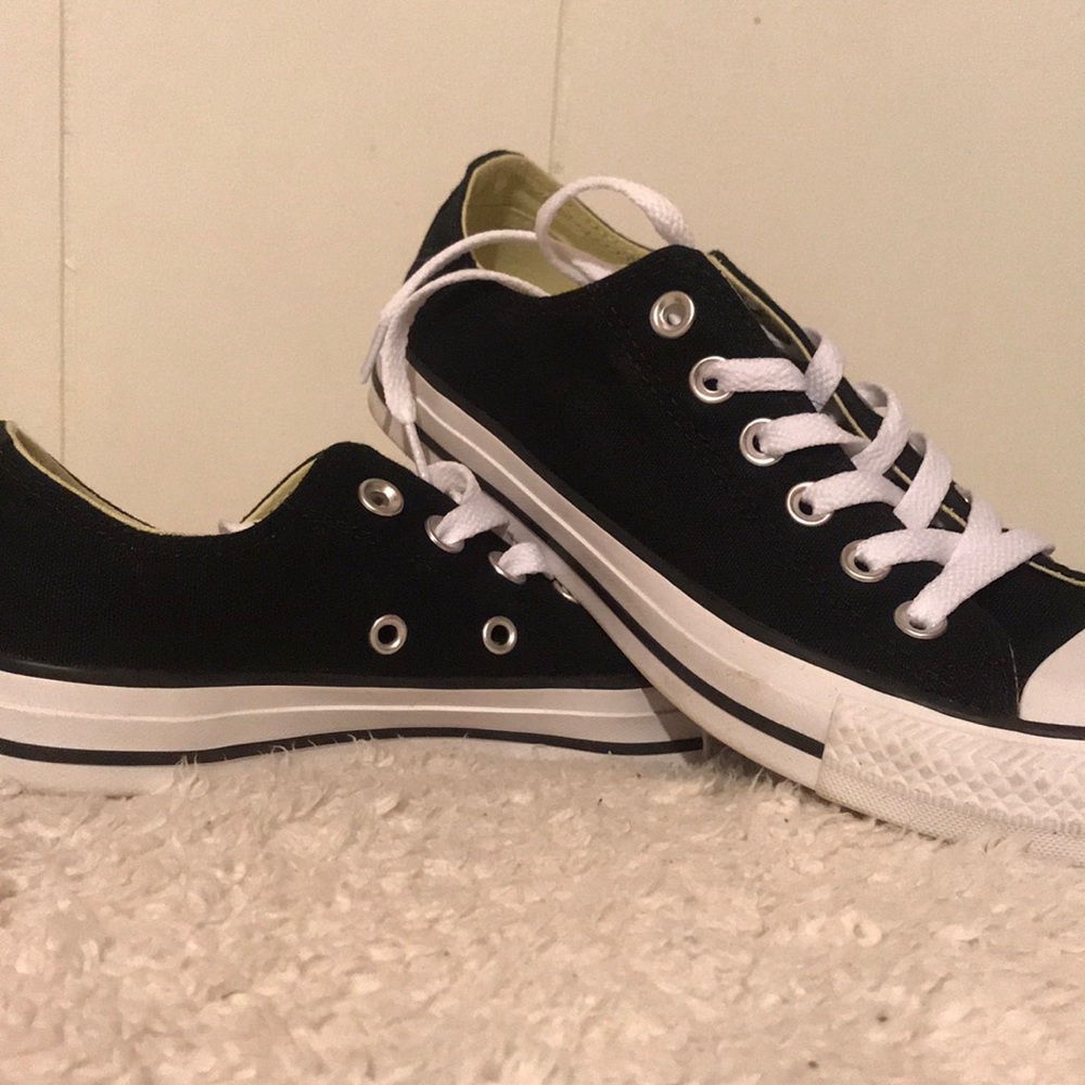 Black converse with double tongue(purple)